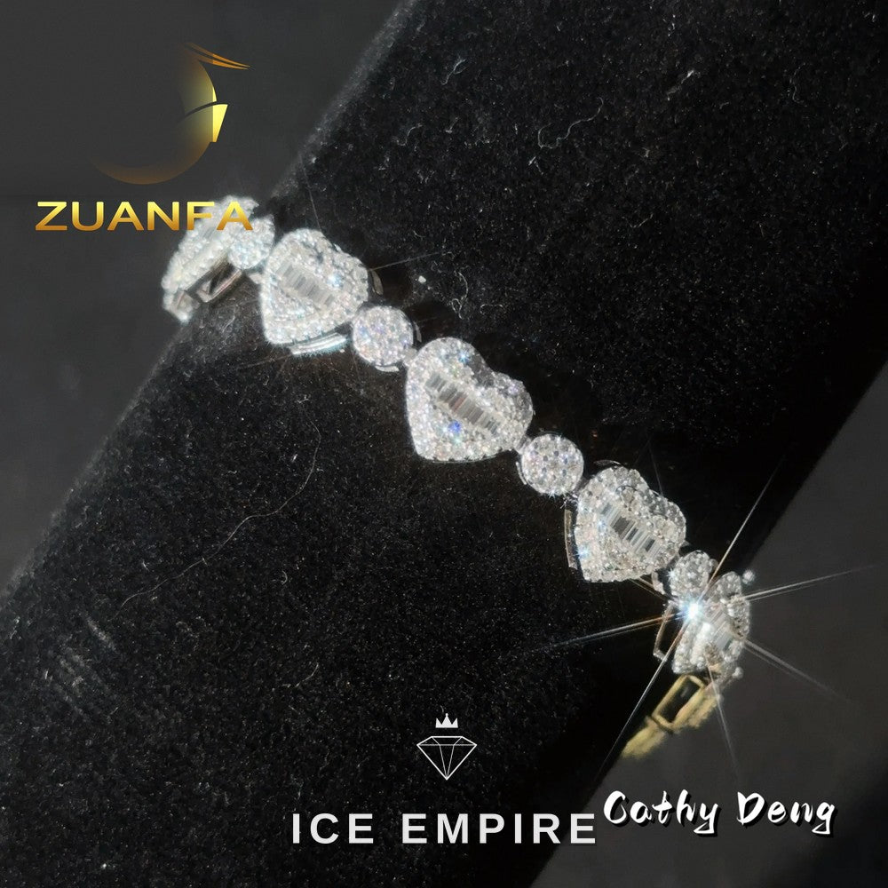 Iced Out Heart Rose Gold Plated Moissanite Cuban Chain