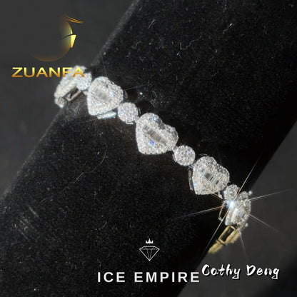 Iced Out Heart Rose Gold Plated Moissanite Cuban Chain