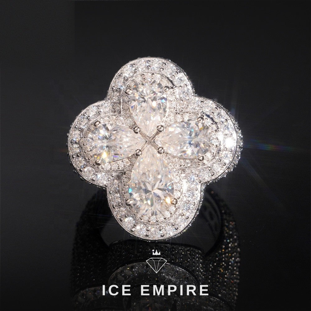 Iced Out Cross 925 Silver Moissanite Ring