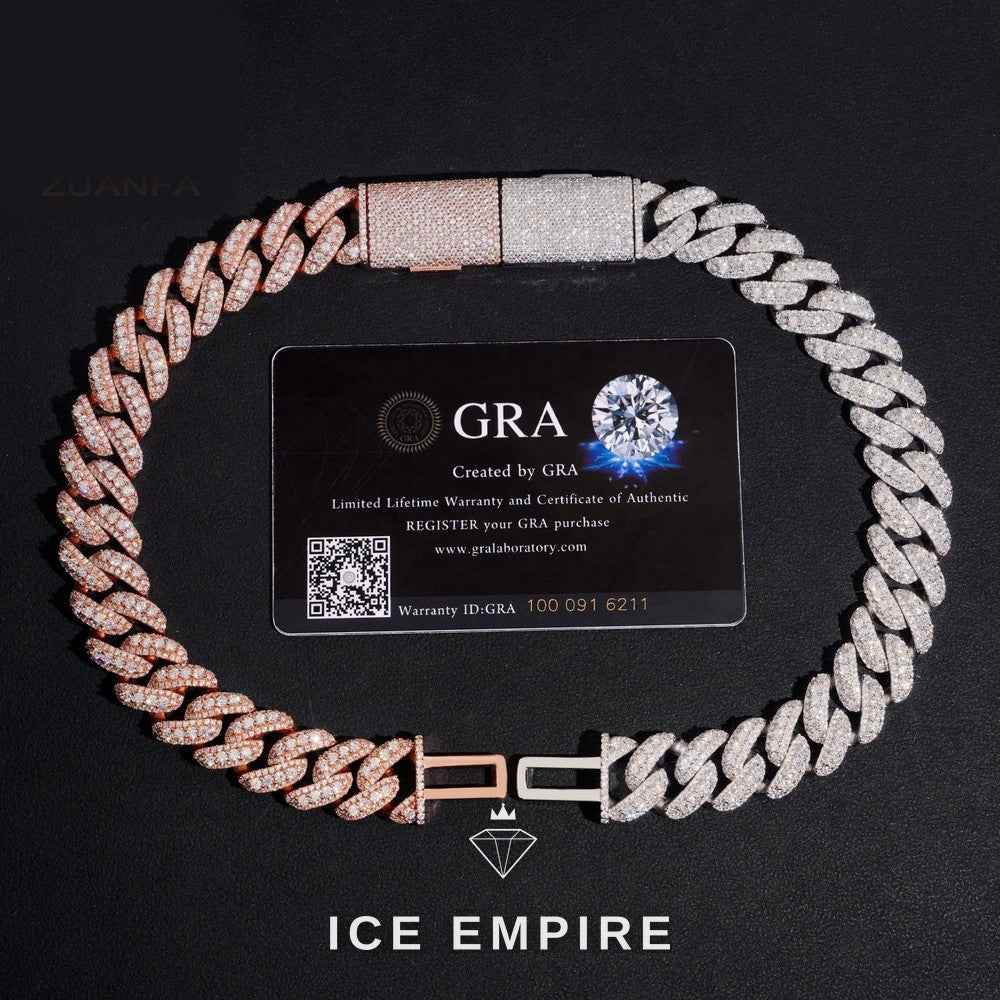 Iced Out 925 Silver Moissanite Cuban Chain