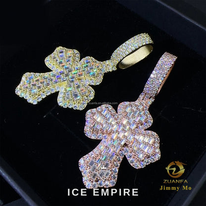 Iced Out Baguette 925 Silver Pendant