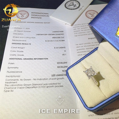 Iced Out Cluster 18K Gold Lab Grown Diamond Engagement Ring