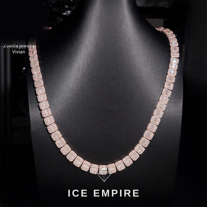 Iced Out Rose Gold Plated Moissanite Cuban Chain