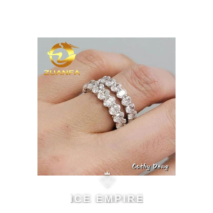 Iced Out 925 Silver Moissanite Wedding Band