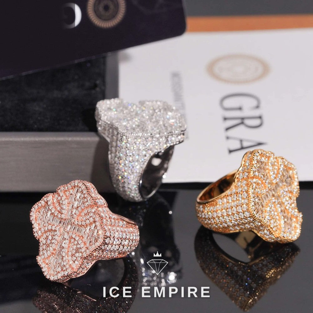 Iced Out Baguette 925 Silver Moissanite Ring