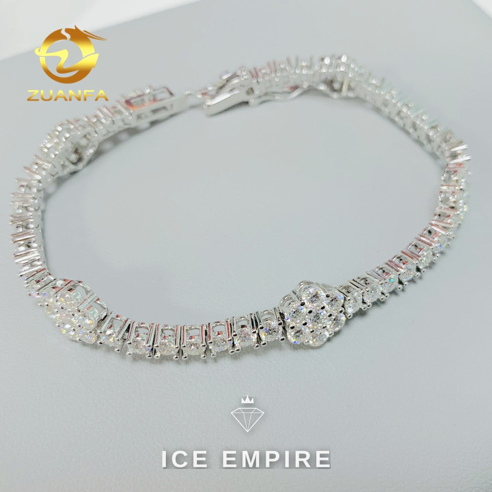 Iced Out Cluster Rose Gold Plated Moissanite Cuban Chain