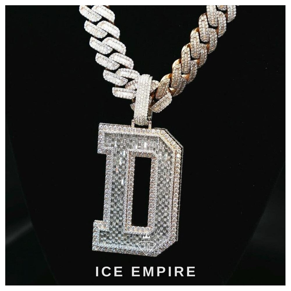 Iced Out Baguette Rose Gold Plated Moissanite Pendant