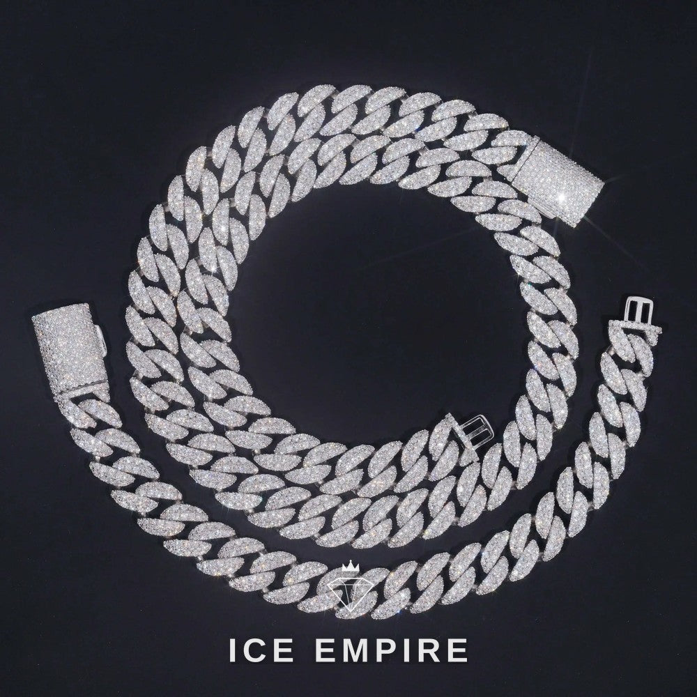 Iced Out 925 Silver Moissanite Cuban Chain