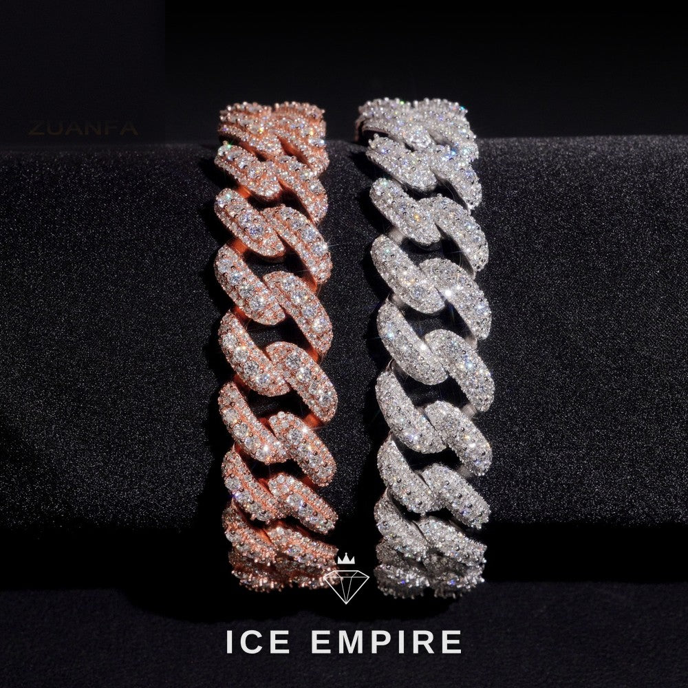 Iced Out 925 Silver Moissanite Cuban Chain