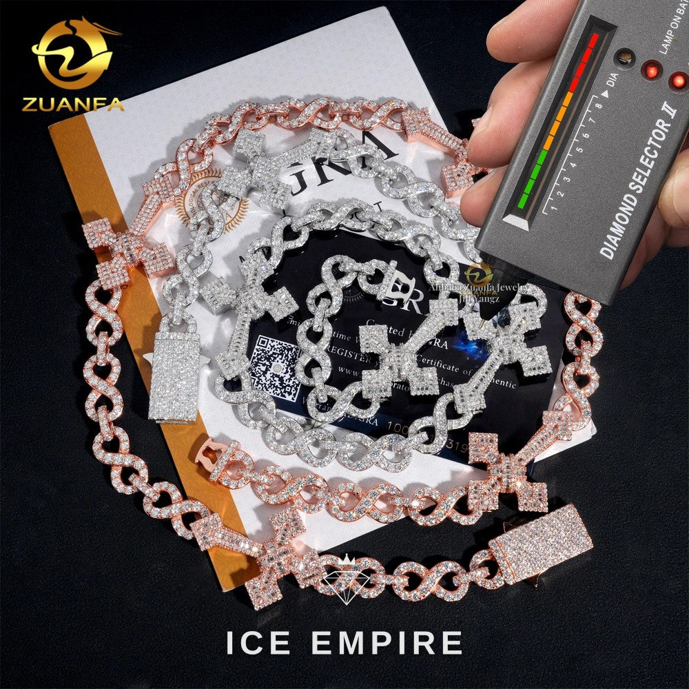 Iced Out Baguette Rose Gold Plated Moissanite Cuban Chain