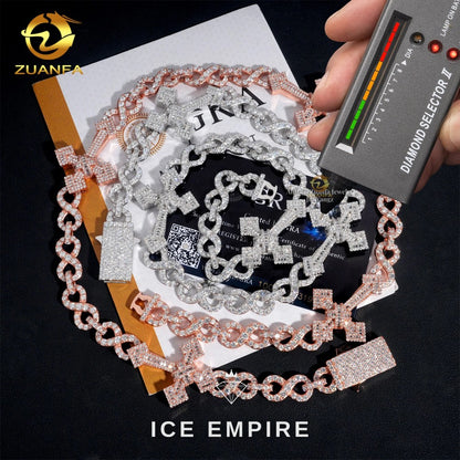 Iced Out Baguette Rose Gold Plated Moissanite Cuban Chain