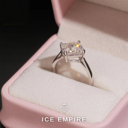 Iced Out 925 Silver Moissanite Engagement Ring