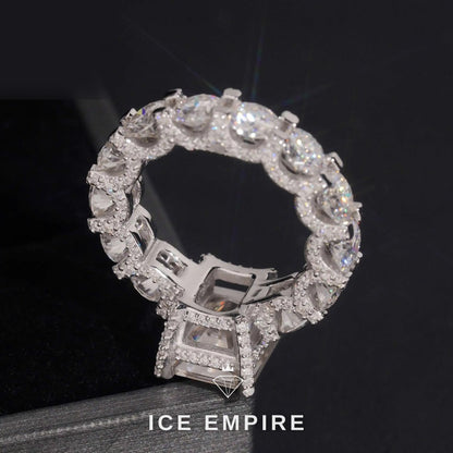 Iced Out 925 Silver Moissanite Ring