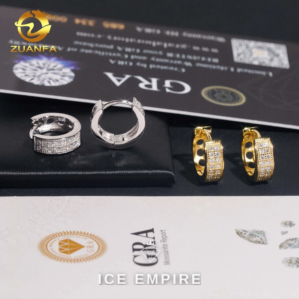 Iced Out Gold Plated Moissanite Hoop Earrings