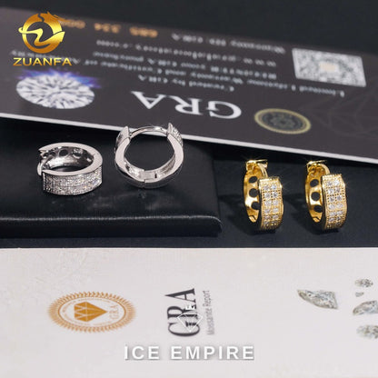 Iced Out Gold Plated Moissanite Hoop Earrings