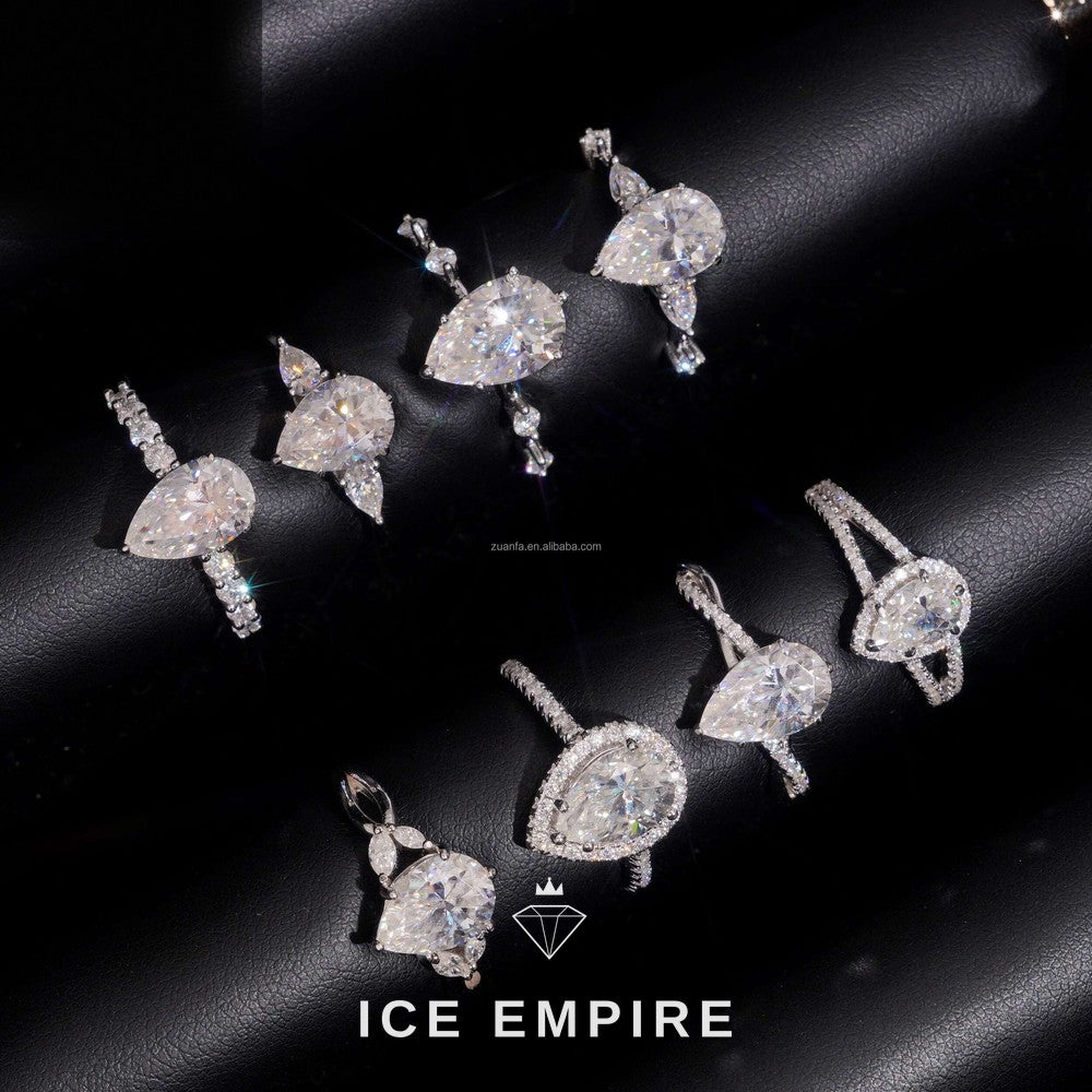 Iced Out 925 Silver Moissanite Engagement Ring