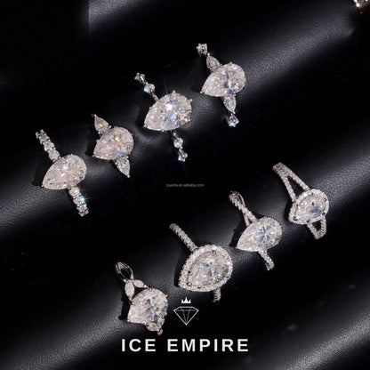 Iced Out 925 Silver Moissanite Engagement Ring
