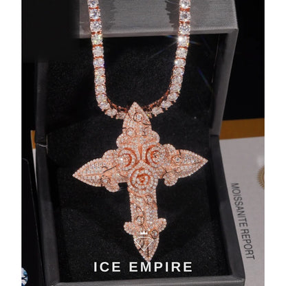 Iced Out Cross 925 Silver Moissanite Pendant