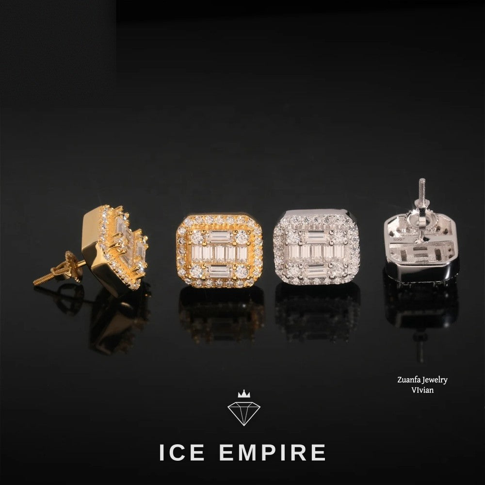 Iced Out 925 Silver Moissanite Earrings