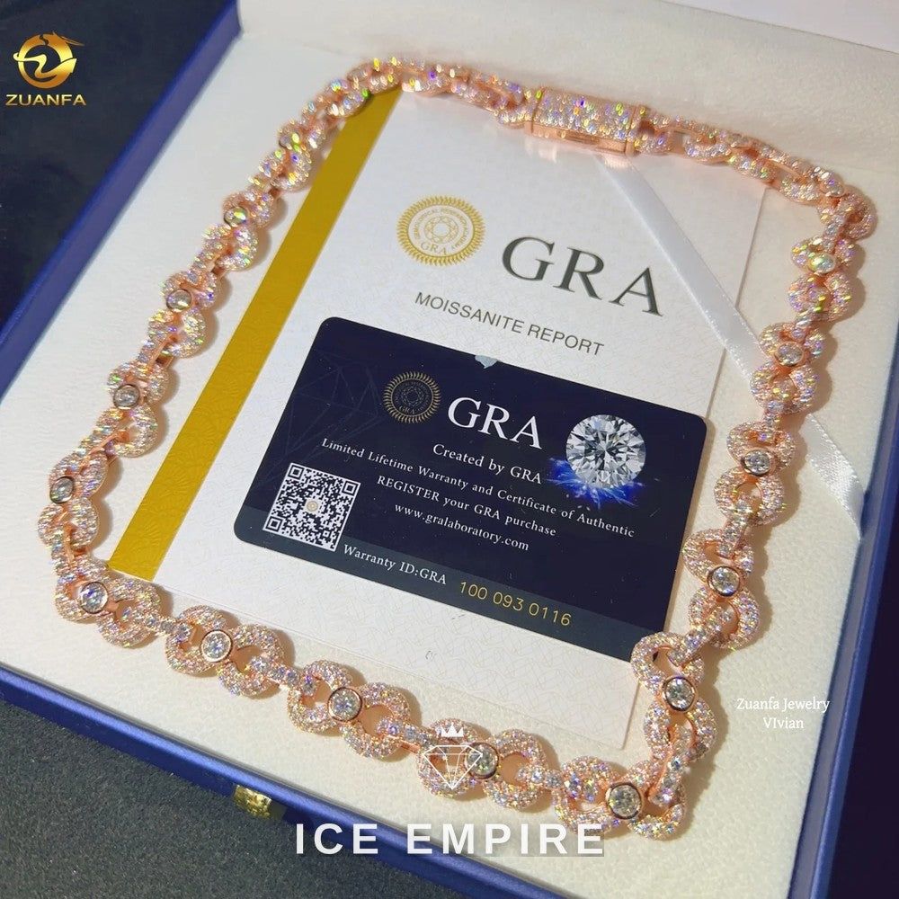 Iced Out Rose Gold Plated Moissanite Cuban Chain