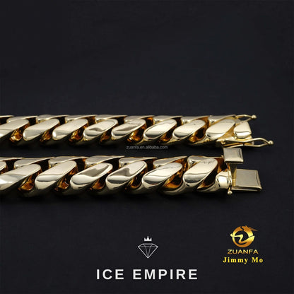 Iced Out 14K Gold Cuban Chain