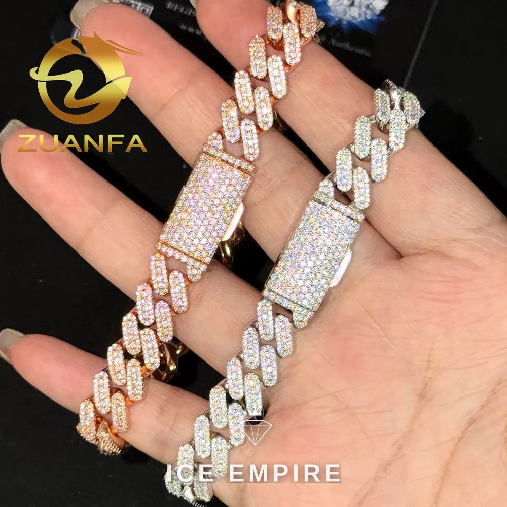 Iced Out 925 Silver Moissanite Cuban Chain