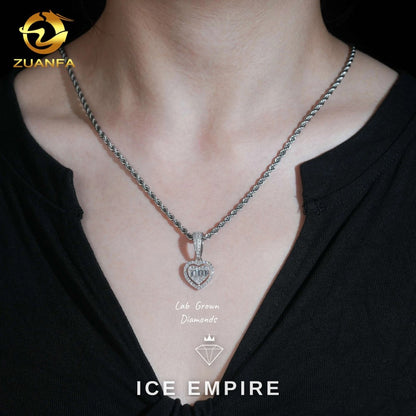 Iced Out Heart 925 Silver Lab Grown Diamond Pendant