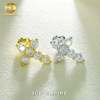 Iced Out Cross Gold Plated Moissanite Earrings