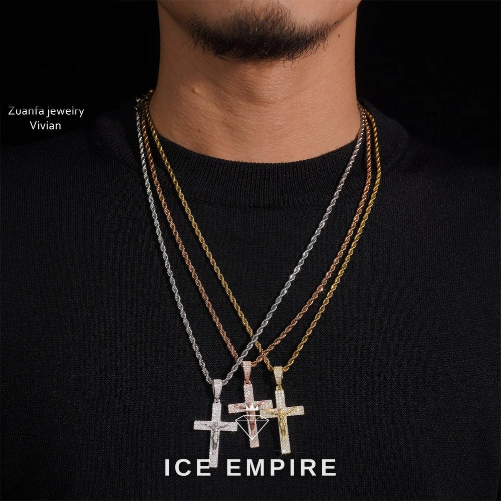 Iced Out Cross 925 Silver Moissanite Pendant