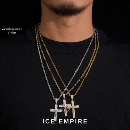 Iced Out Cross 925 Silver Moissanite Pendant