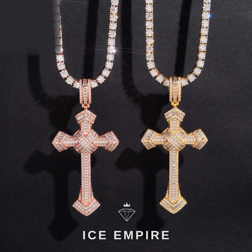 Iced Out Cross Gold Plated Pendant