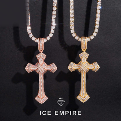 Iced Out Cross Gold Plated Pendant