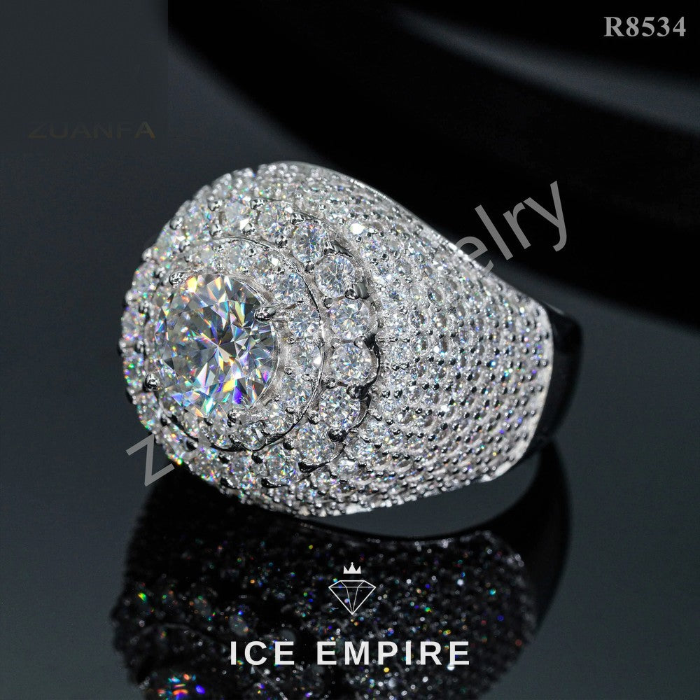Iced Out Cluster Gold Plated Moissanite Ring