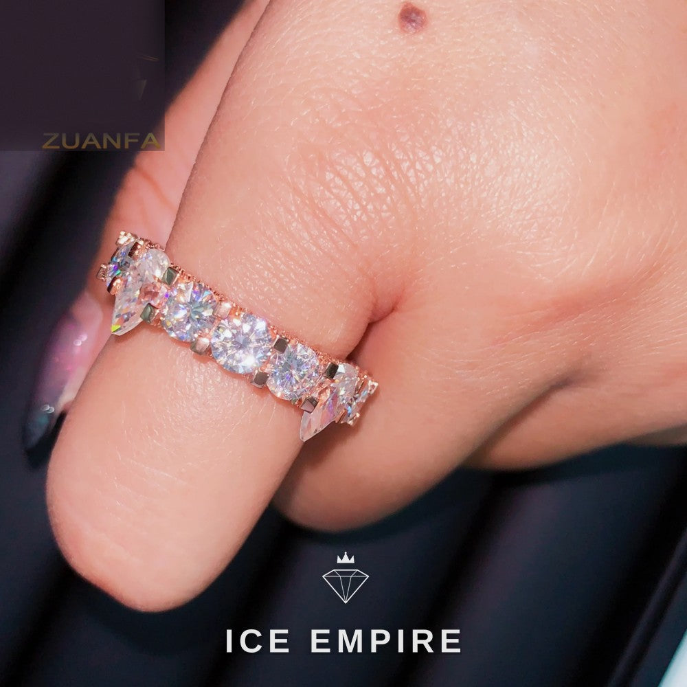 Iced Out 925 Silver Moissanite Engagement Ring