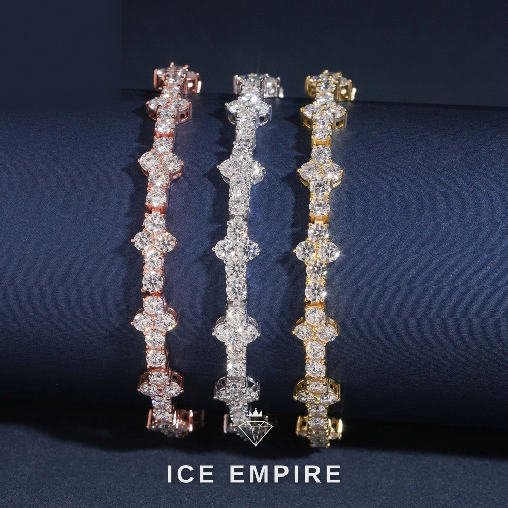 Iced Out Cross Rose Gold Plated Moissanite Cuban Chain