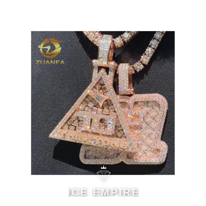 Iced Out Baguette Rose Gold Plated Moissanite Cuban Chain