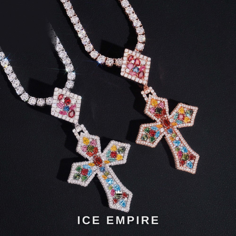 Iced Out Cross 925 Silver Pendant