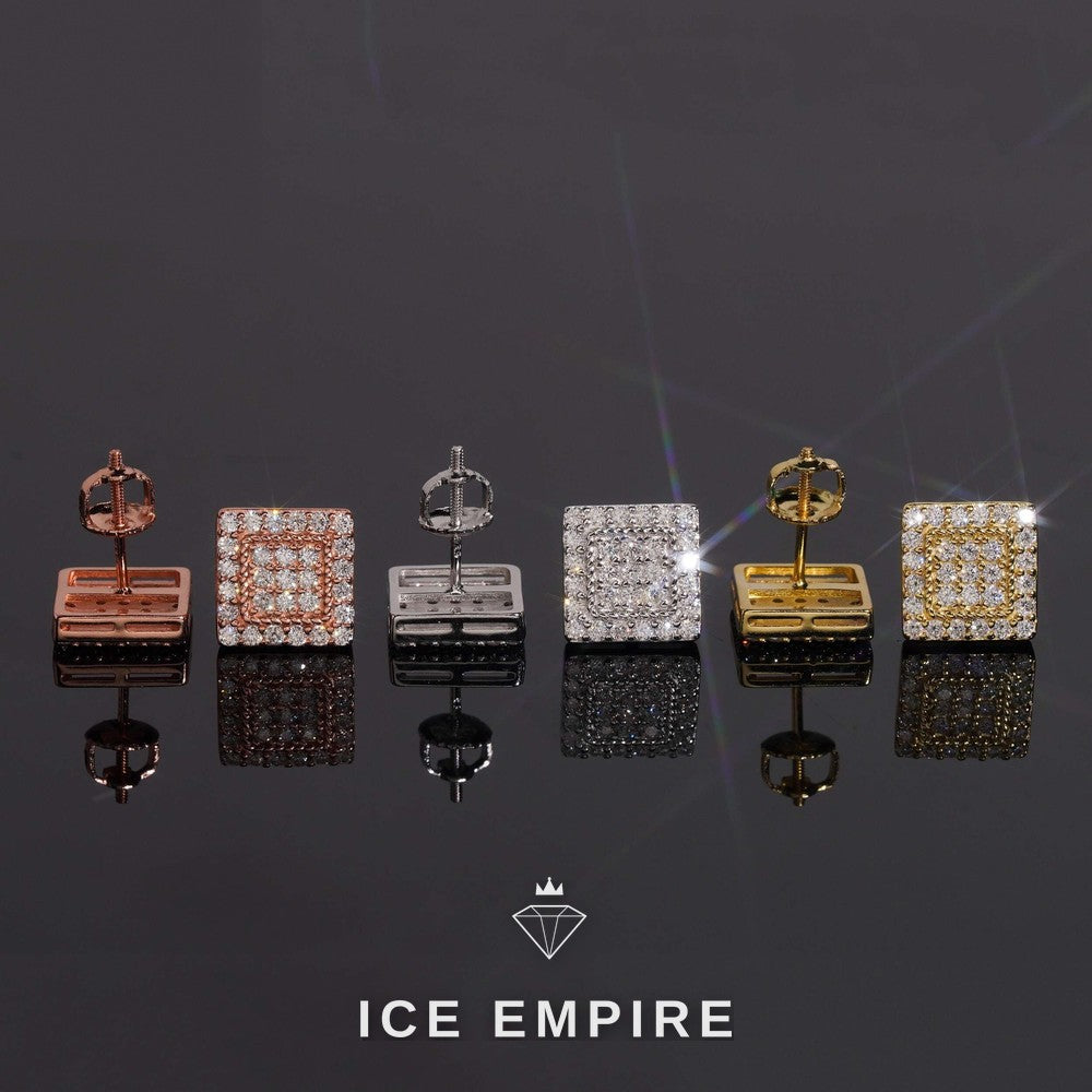 Iced Out 925 Silver Moissanite Stud Earrings