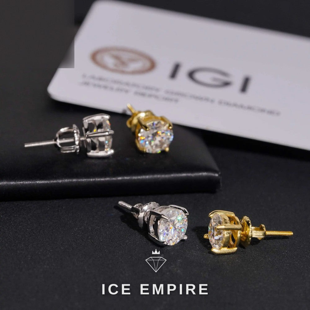 Iced Out 10K Gold Lab Grown Diamond Stud Earrings