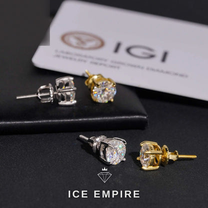 Iced Out 10K Gold Lab Grown Diamond Stud Earrings