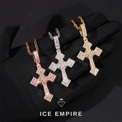 Iced Out Cross Gold Plated Moissanite Pendant