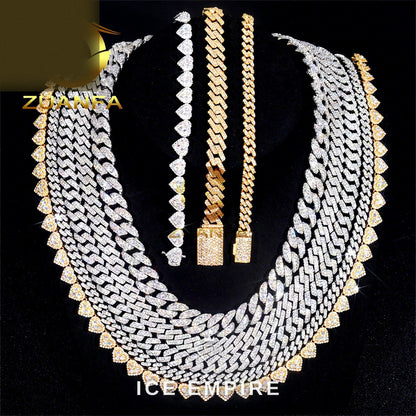 Iced Out 925 Silver Moissanite Cuban Chain