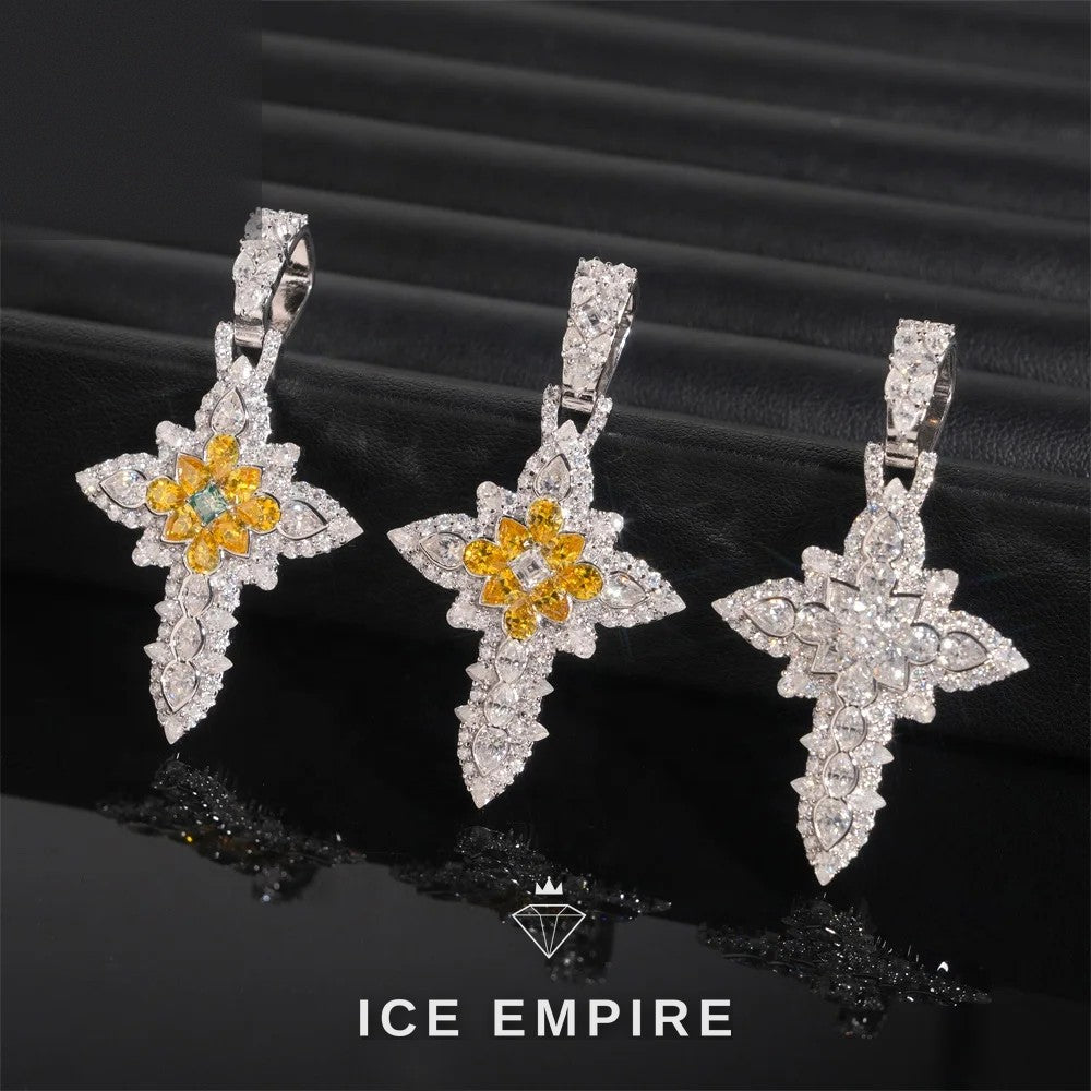 Iced Out Cross Rose Gold Pendant
