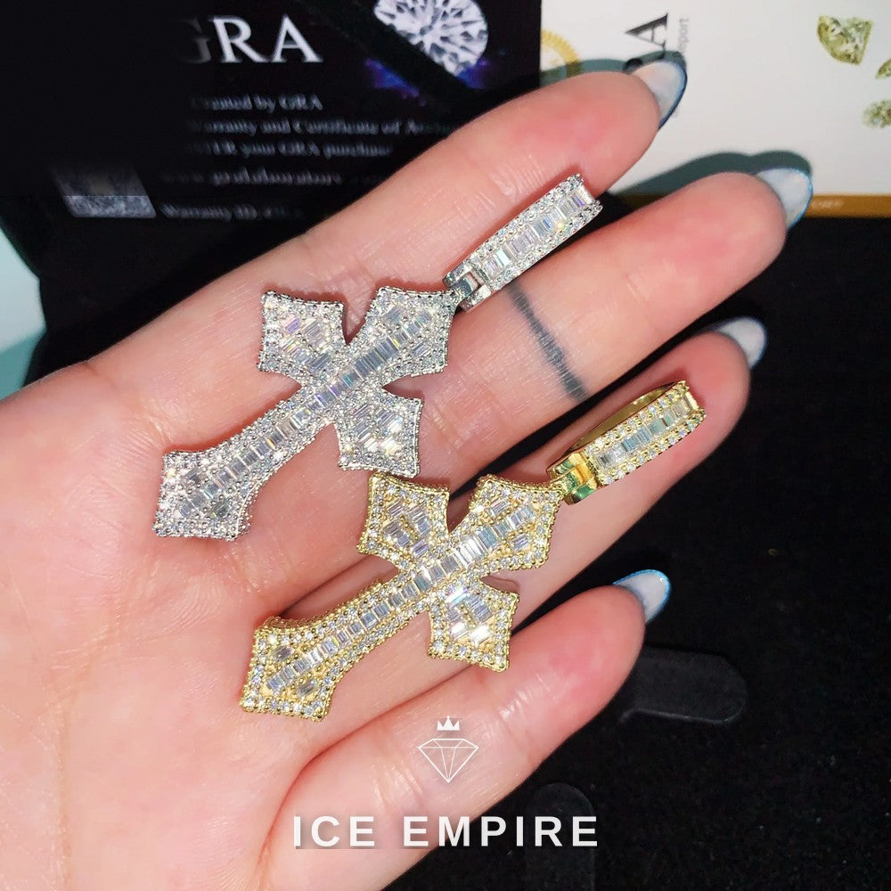 Iced Out Baguette Rose Gold Plated Moissanite Pendant