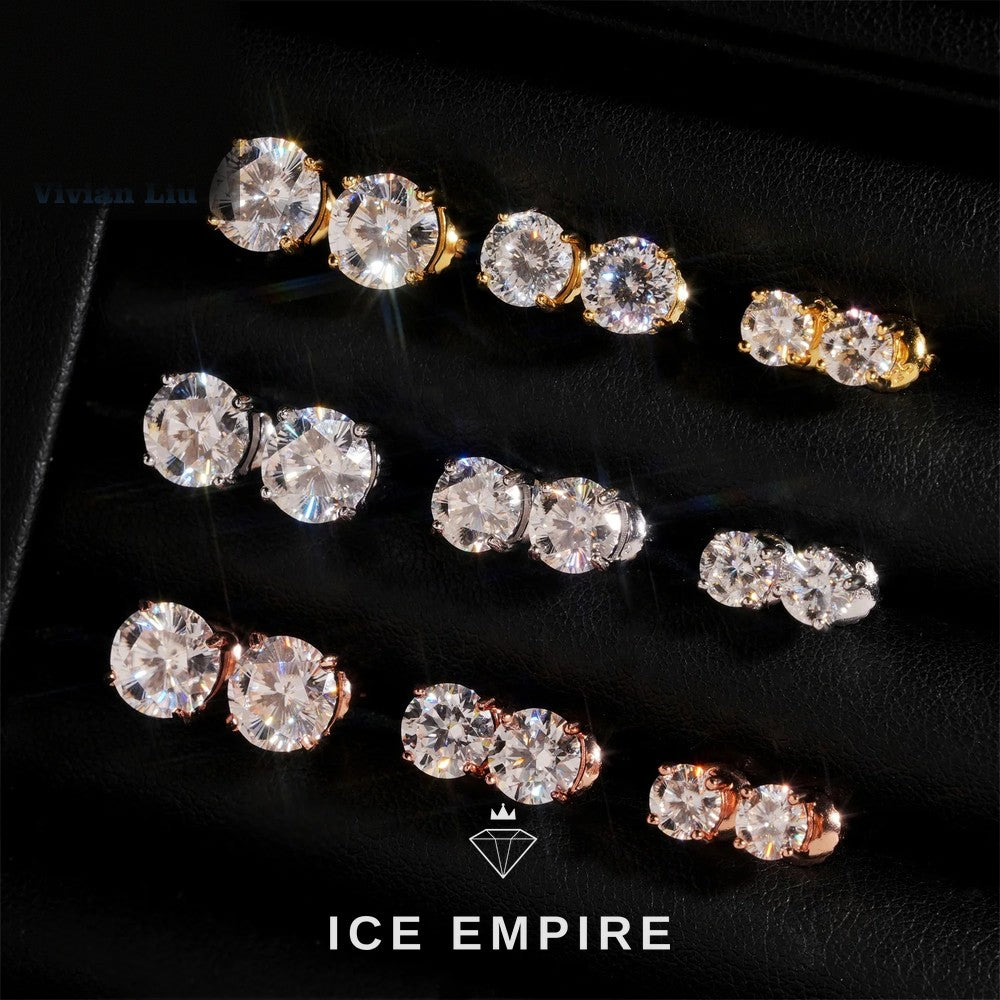 Iced Out 925 Silver Moissanite Stud Earrings
