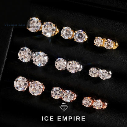 Iced Out 925 Silver Moissanite Stud Earrings