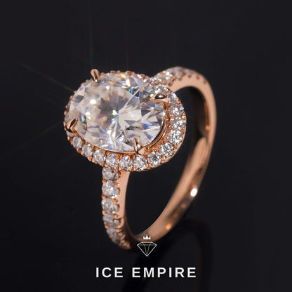 Iced Out Rose Gold Moissanite Engagement Ring