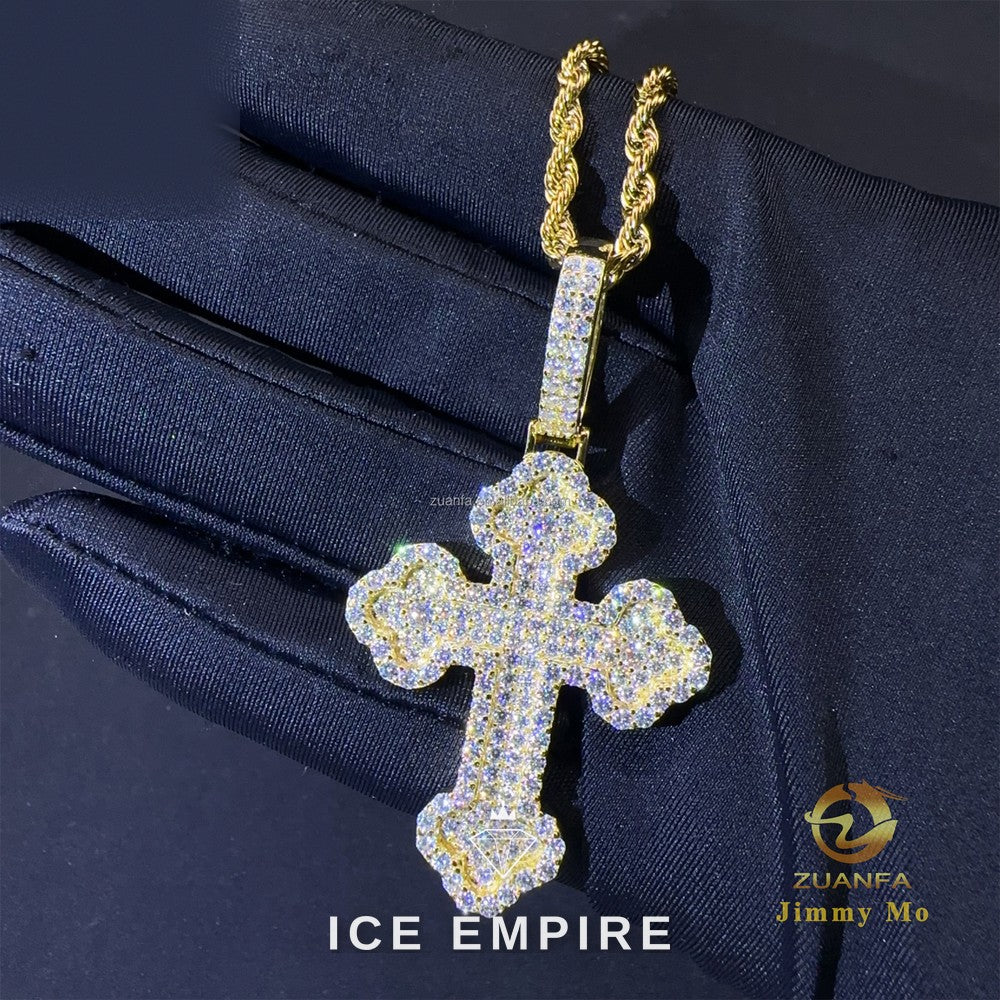 Iced Out Cross 925 Silver Pendant