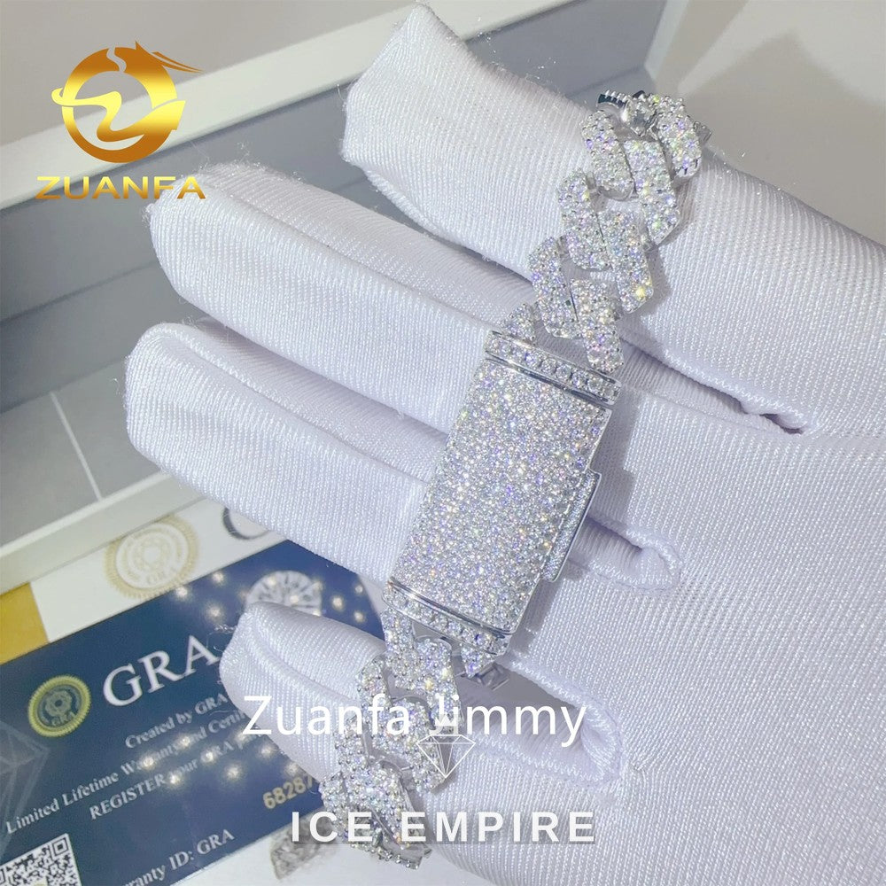 Iced Out 925 Silver Moissanite Cuban Chain