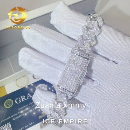 Iced Out 925 Silver Moissanite Cuban Chain
